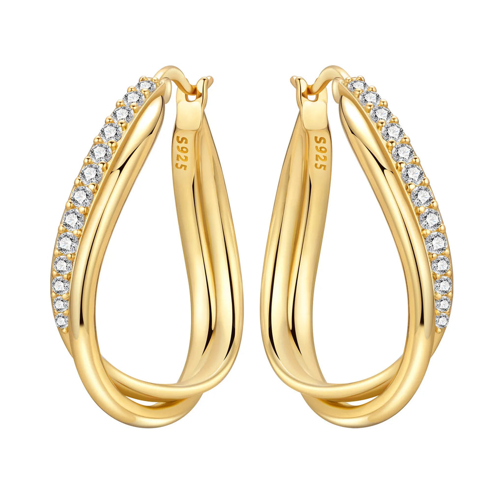 925 Sterling Silver Curve Weaving Large Circle Versatile Hoop Earrings Gift