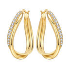 925 Sterling Silver Gold Temperament Versatile Hoop Earrings Birthday Gift