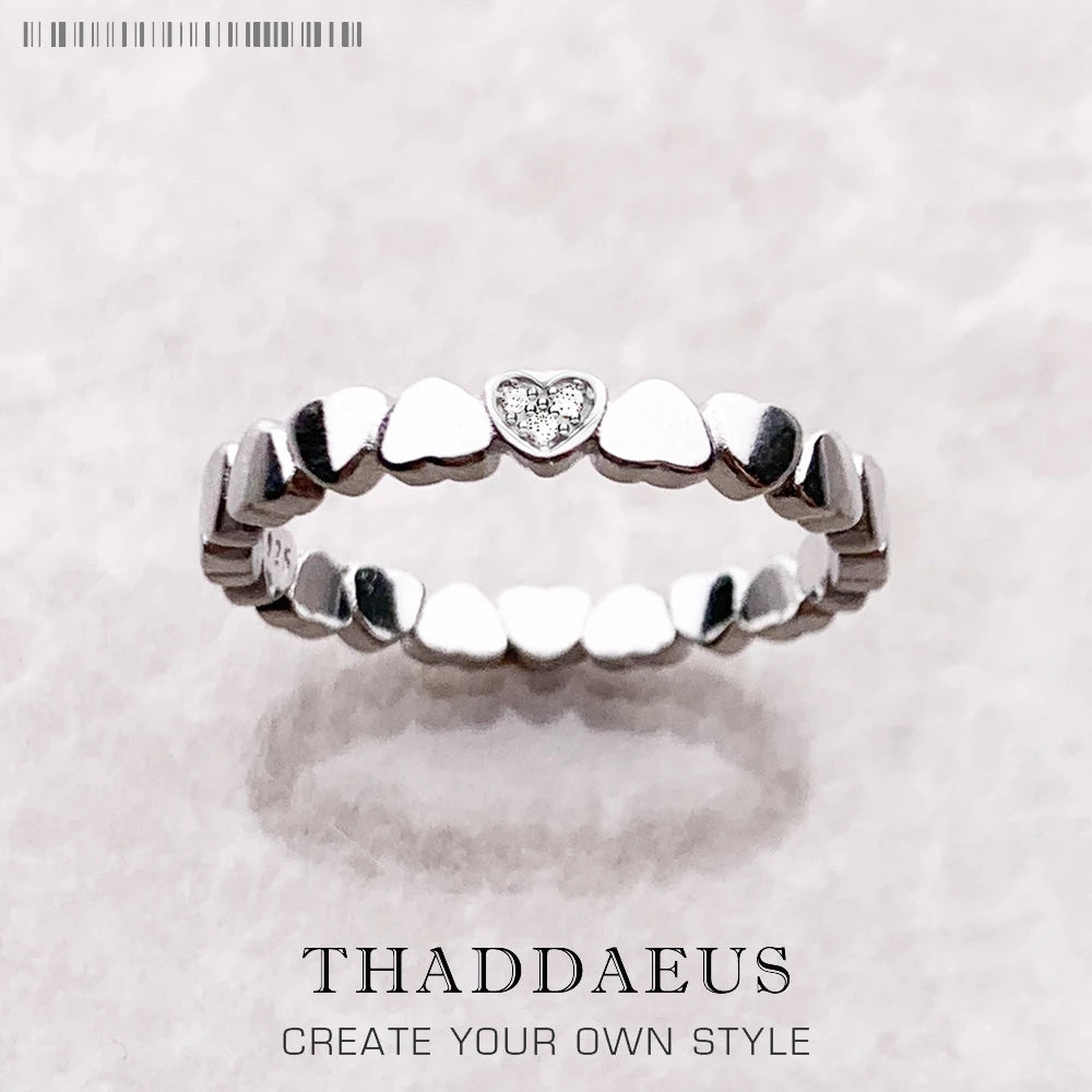 Love Hearts Ring 925 Sterling Silver Romantic Fine Jewellery Women Gift