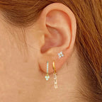 3PCS Vintage Stainless Steel Flowers Huggies Hoop Earrings Zircon