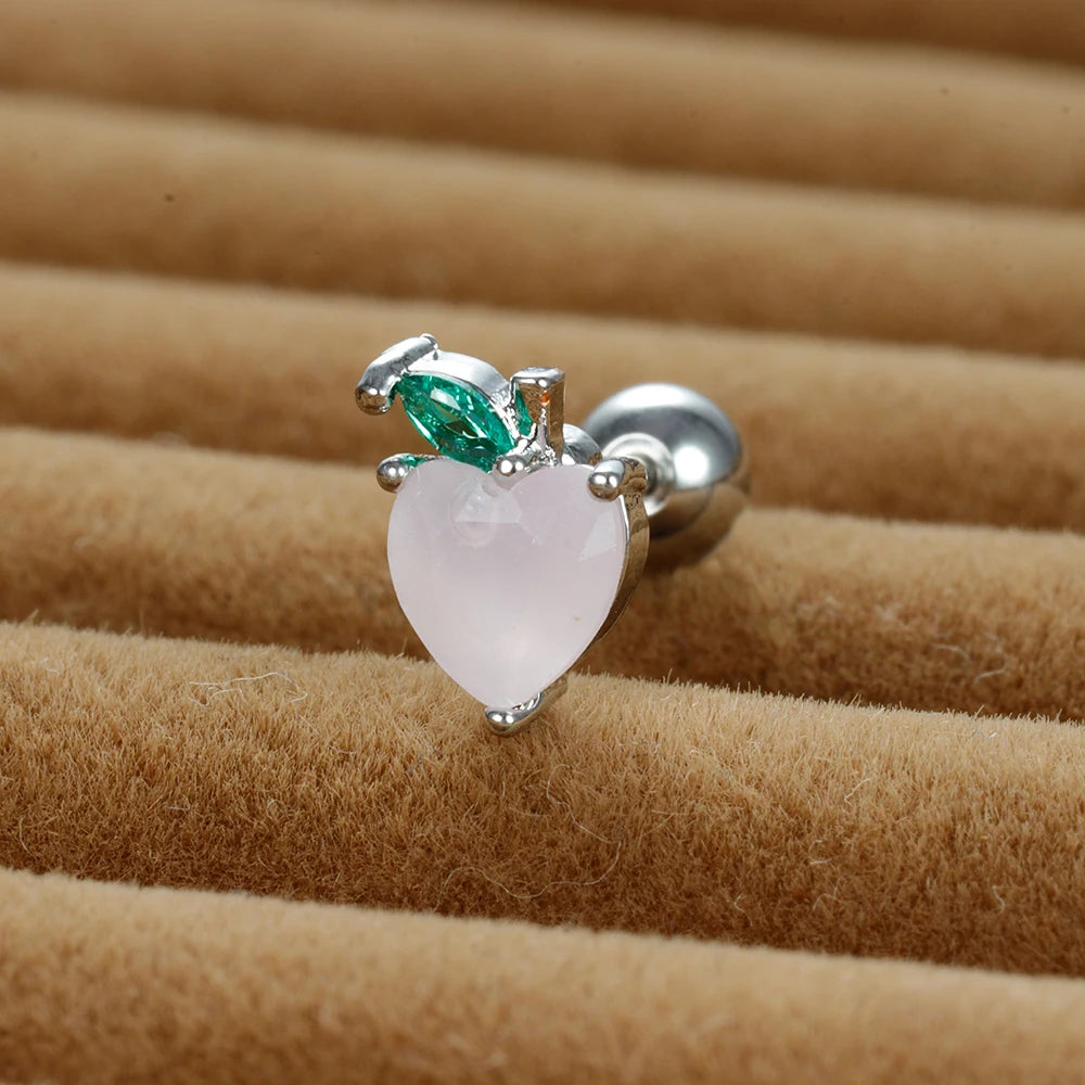 12 Styles Crystal Zircon Mini Fruit Stud Earrings Stainless Steel