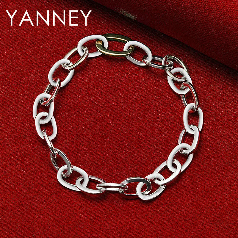925 Sterling Silver 8-inch Simple Classic Bracelet Men Women Wedding Gift
