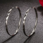 925 Sterling Silver 5cm Big Circle Hoop Earrings Women Luxury Party Jewellery