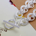 Pretty Circle Fashion Bracelet 925 Sterling Silver Wedding Party Jewellery