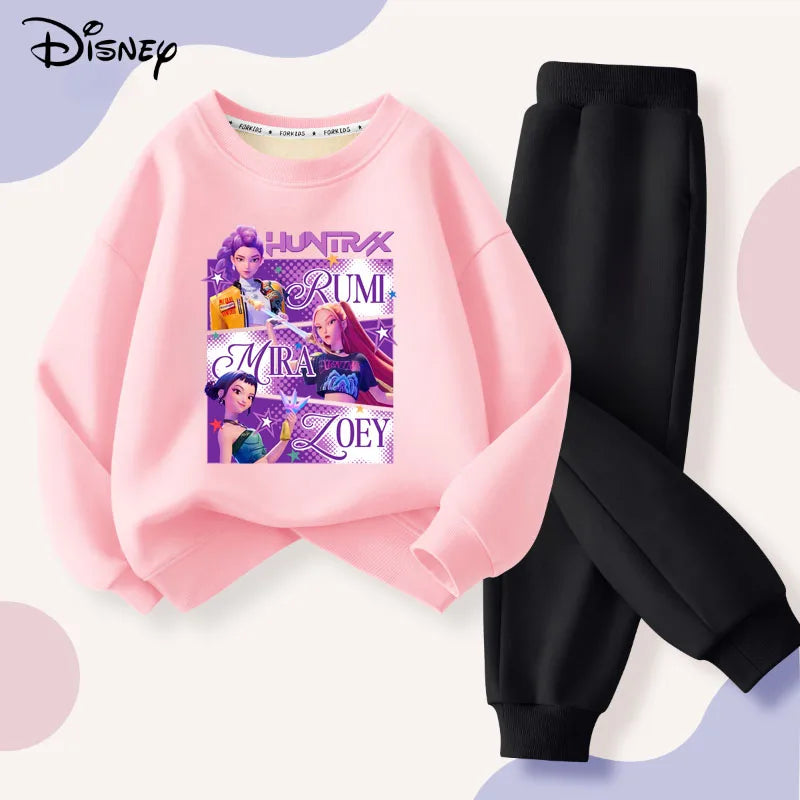 Kpop Demon Hunters Girls Hoodie & Pants 2pcs Set Kids Sport Tracksuit