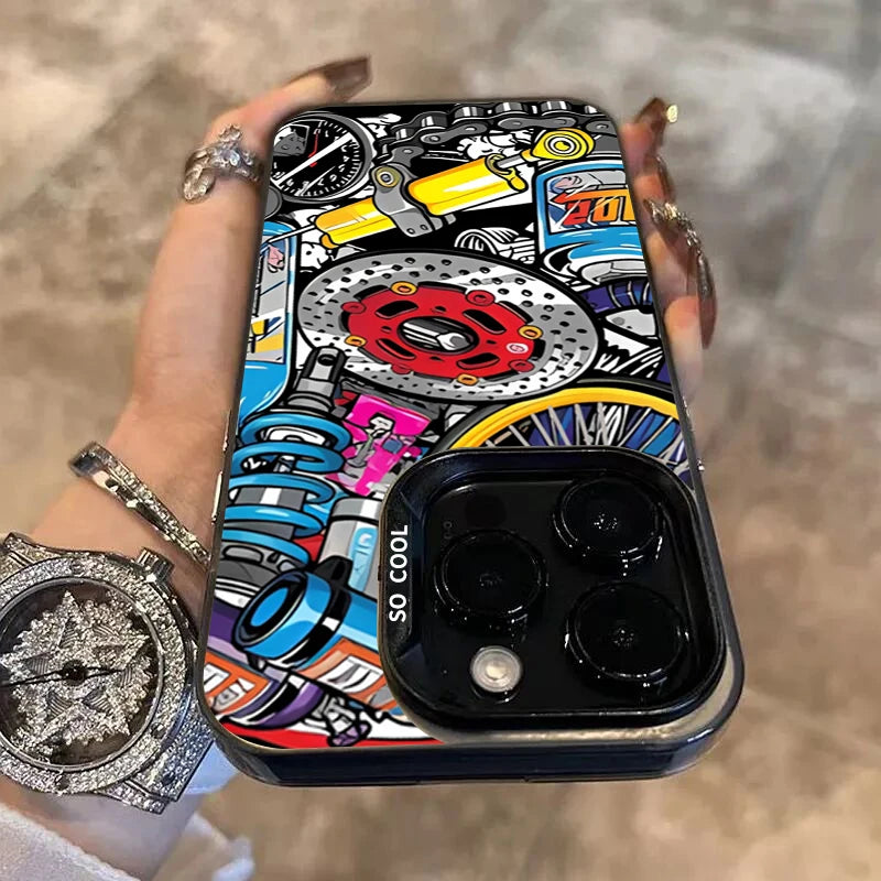 Mechanical Gear Silver IMD Case for Samsung S25 S24 Ultra A16 A56