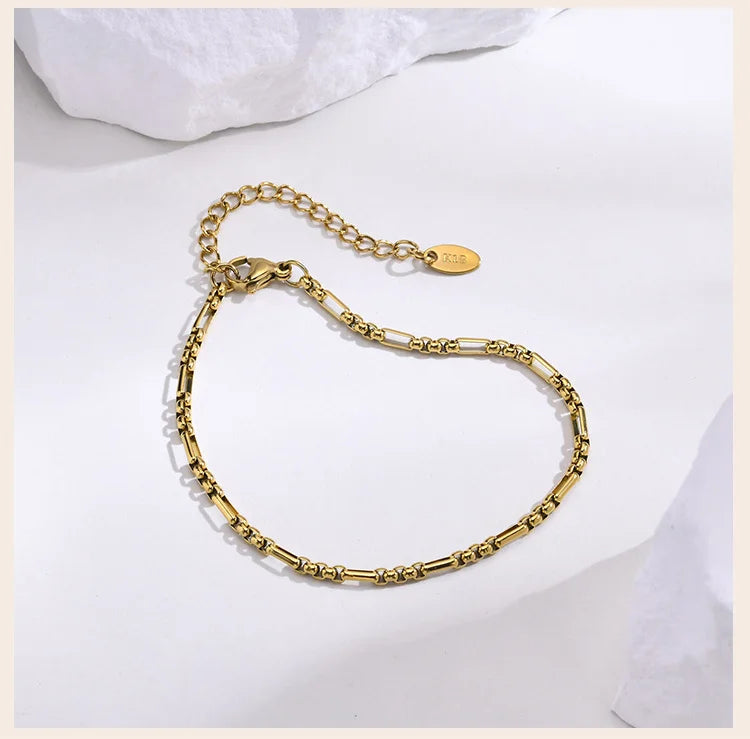 Handmade Clavicle Chain Bracelet for Women, Chic Stainless Steel Link Waterproof Jewelry