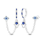 925 Sterling Silver Tassel Zircon Ear Studs Sparkling Hoop Earrings Gift