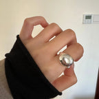 Ellipse Smooth Surface Adjustable Ring 925 Sterling Silver Engagement Wedding Luxury