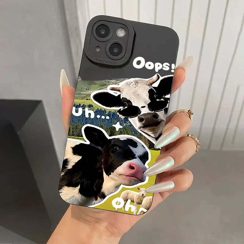Korean Cute Sunglasses Cow Case for Redmi Note 13 12 11 Pro Plus