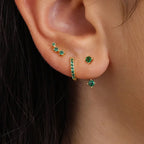 3 Pairs Exquisite Zircon Little Huggies Hoop Earrings Set Steel