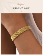 Women's Chunky Link Chain Mesh Bracelet, Stainless Steel Gold Plated Waterproof Jewelry