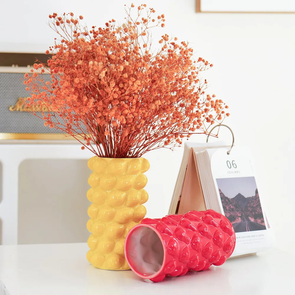 Fruit Bud Vase Lemon Strawberry Ceramic Mediterranean Style Kitchen Living Room Decor