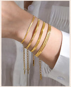 Herringbone Snake Chain Bracelet For Women ,18k Gold Plated Link Adjustable Stainless Steel Width 2/3/4mm