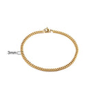 Stainless Steel Chain Bracelet Women, 3mm to 9mm Curb Cuban Chain Bangle Gold Color Unisex Wrist Stackable Jewelry