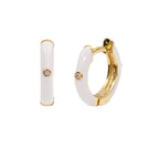 New Stainless Steel Round Hoop Earrings Colourful Crystal Zirconia