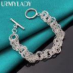 Pretty Circle Fashion Bracelet 925 Sterling Silver Wedding Party Jewellery