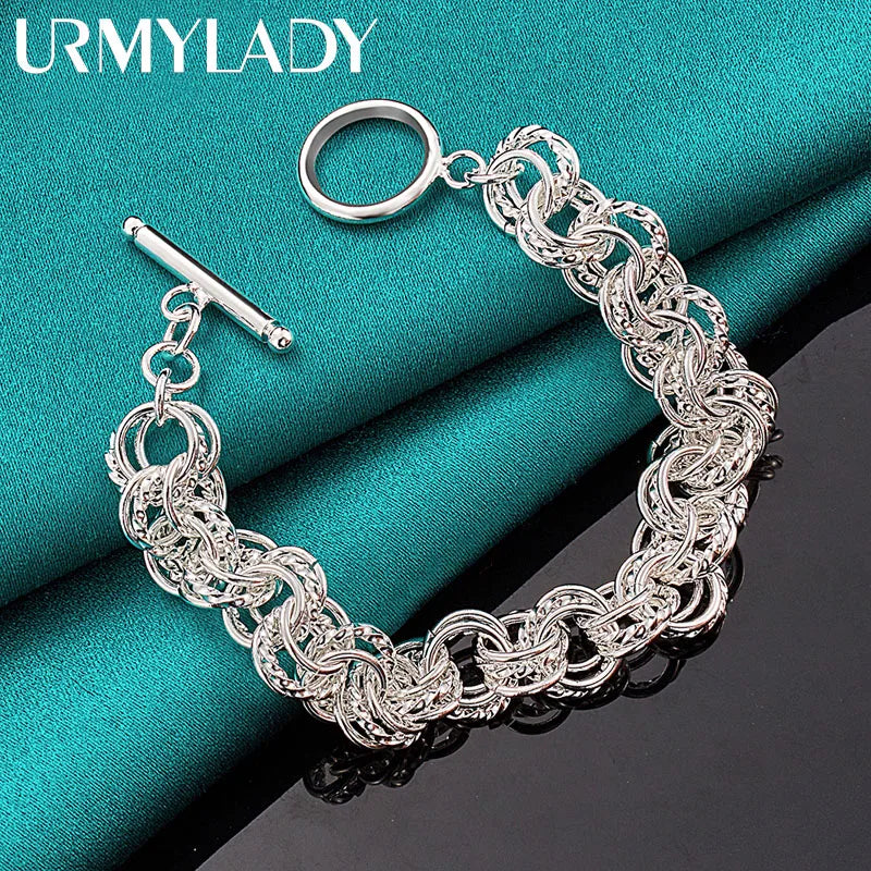 Pretty Circle Fashion Bracelet 925 Sterling Silver Wedding Party Jewellery