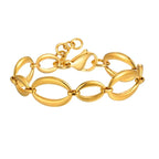 Stainless Steel Oval Fancy Link Chain Bracelets For Women, Chunky Thick Geometric Bangle Hypoallergenic Jewelry