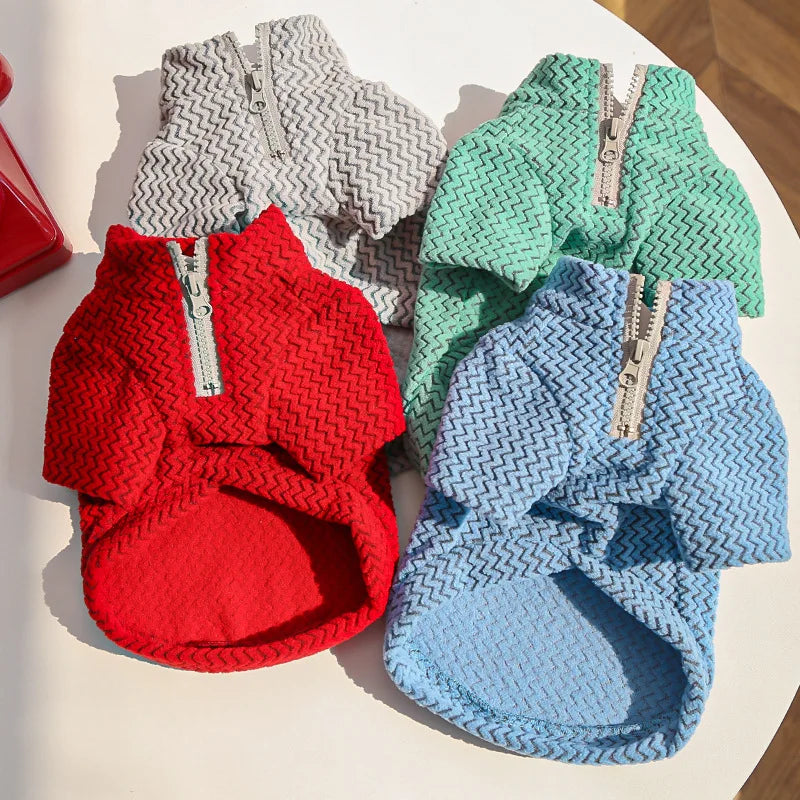 Half Zip Pet Sweater Winter Clothes Hairless Cat Small Medium Dog Pullover