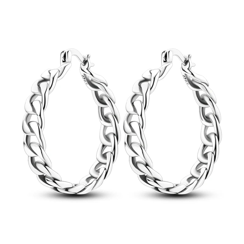 925 Sterling Silver Minimalist Designed Hoop Earrings Fine Birthday Gift