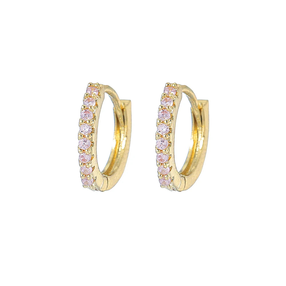 Stainless Steel Zircon Geometry Dangle Earring 18K Gold Plated Huggie