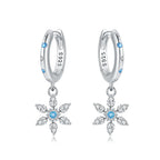 925 Sterling Silver Crystal Circular Eardrops Fashion Versatile Drop Earrings