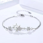 Crystal Star Charm Bracelet 925 Sterling Silver Elegant Wedding Jewellery