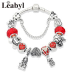 Pink Crystal Bead Charm Bracelet Colourful Enamel Handmade DIY Jewellery