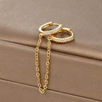 French Design Gold Colour Long Chain Flower Dangle Earrings Zircon