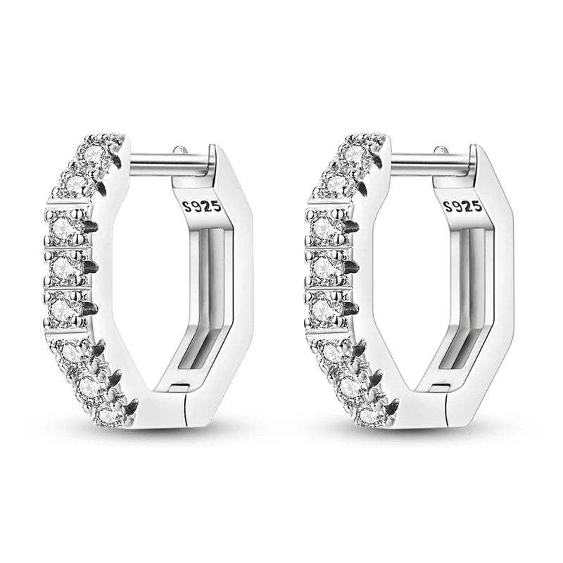 925 Sterling Silver Minimalist Staggered Circular Hoop Earrings Birthday Gift