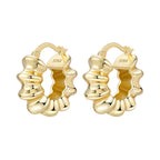 925 Sterling Silver Elegant Golden French Organ Hoop Earrings Trendy Jewellery