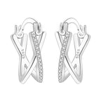925 Sterling Silver Blue White Cross Versatile Hoop Earrings Birthday Gift