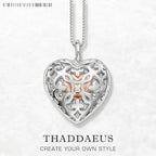 Heart Medallion Necklace Link Chain 925 Sterling Silver Fashion Jewellery