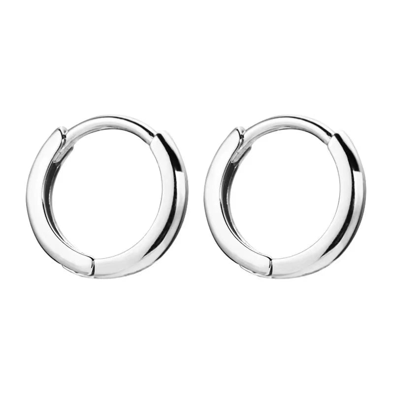 2PCS Stainless Steel Minimal Hoop Earrings Zirconia Small Huggie Thin
