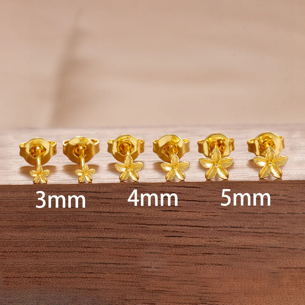 New Arrival Gold Colour Simple Small Flower Stud Earrings Cute