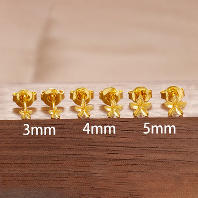 New Arrival Gold Colour Simple Small Flower Stud Earrings Cute