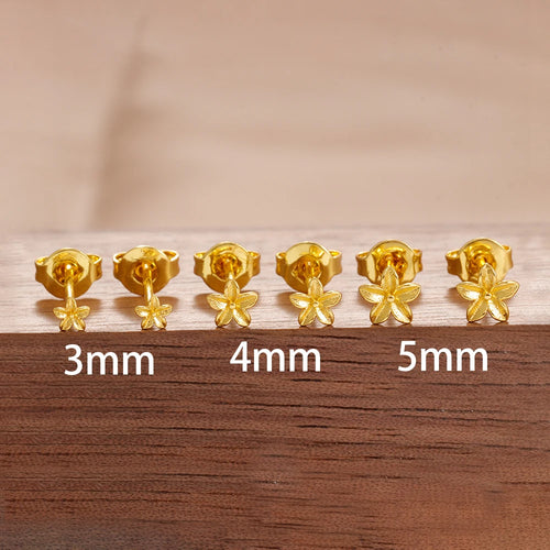 New Arrival Gold Colour Simple Small Flower Stud Earrings Cute