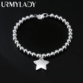 4mm Bead Chain Star Bracelet 925 Sterling Silver Women Designer Jewellery
