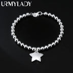 4mm Bead Chain Star Bracelet 925 Sterling Silver Women Designer Jewellery