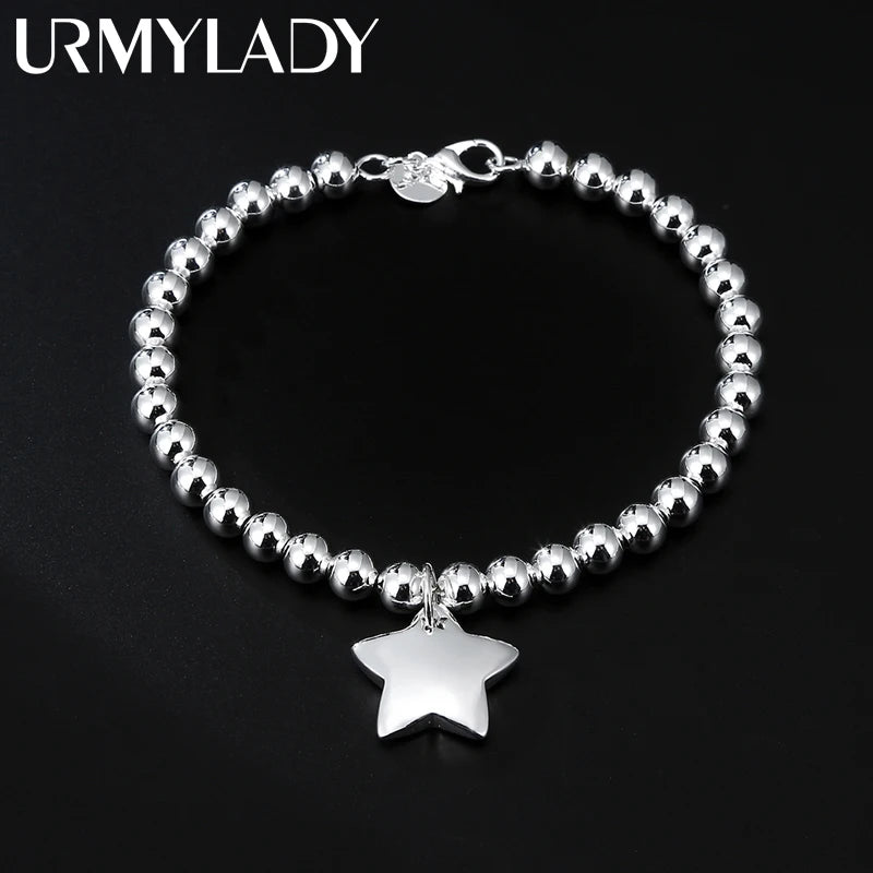 4mm Bead Chain Star Bracelet 925 Sterling Silver Women Designer Jewellery