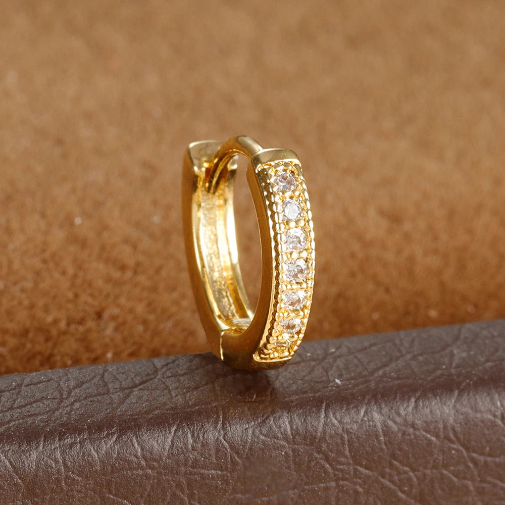 1Pc Stainless Steel Small CZ Hoop Cartilage Earrings Tiny Cross