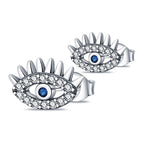 925 Sterling Silver Religious Demon Evil Eye Zircon Stud Earrings Gift