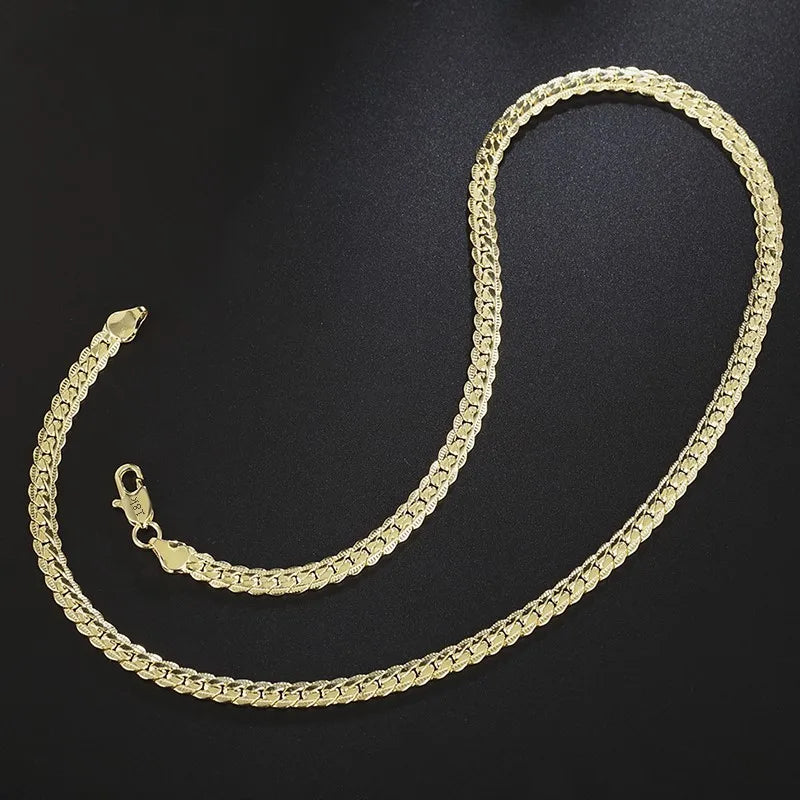 6mm Full Sideways Chain 8/18/20/24 Inch 925 Sterling Silver Men Women Jewelry