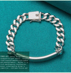 10mm Men's Geometric Chain Bracelet 925 Sterling Silver Noble Fashion Gift