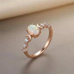925 Sterling Silver Sparkling Zircon Vintage Oval Ring Sun Moon Glowing Design Party Jewellery