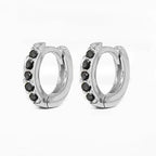 2PCS Stainless Steel Minimal Hoop Earrings Zirconia Small Huggie Thin