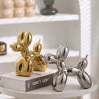 Ceramic Plating Balloon Dog Figurines Animal Statue Handmade Sculpture Modern Desk Decor