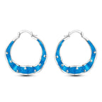 925 Sterling Silver Geometric Minimalist Blue Zircon Circle Hoop Earrings Gift