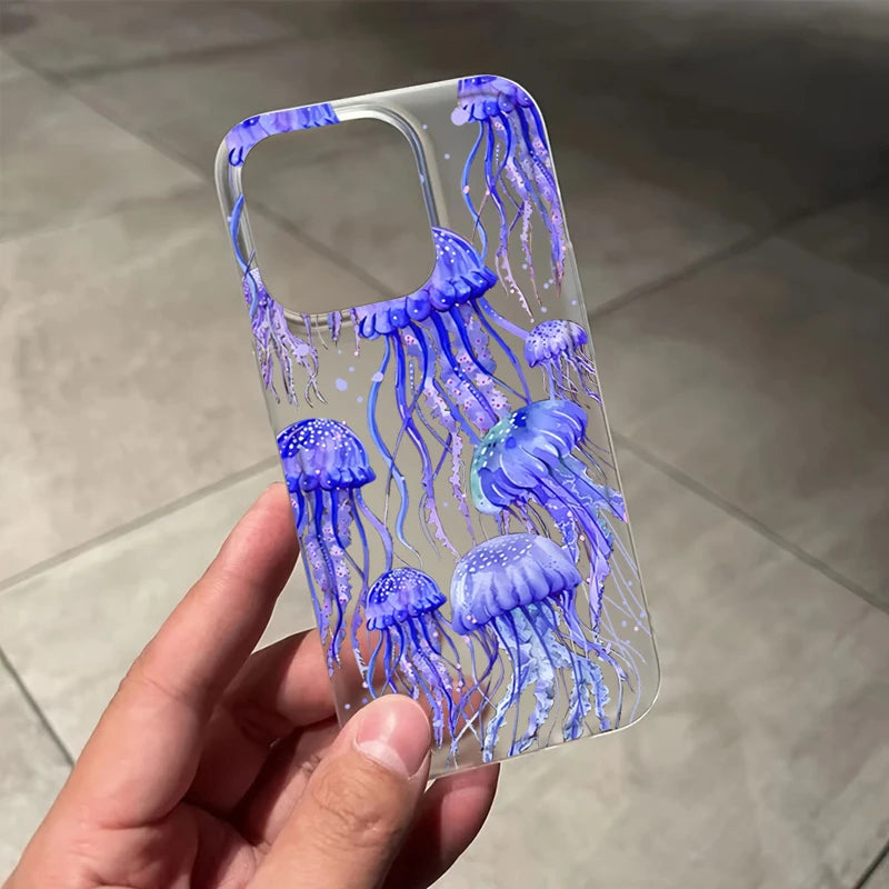 Ocean Jellyfish Print Case for iPhone 17 16 15 14 13 12 Pro Max